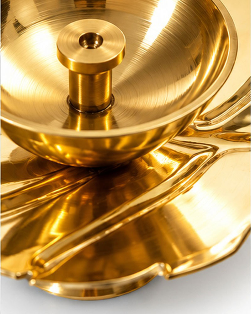 Brass Leaf Diya on Stand