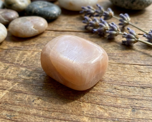 Peach Moonstone Crystal Bracelet with Manifestation Lock
