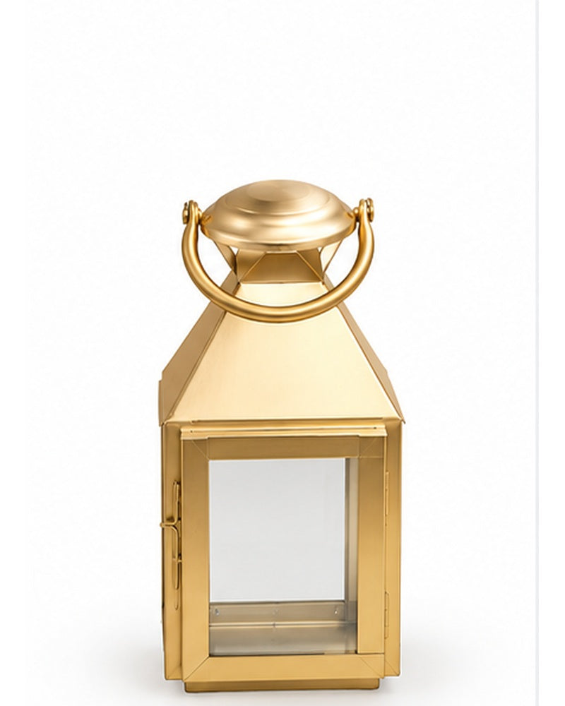 Gold candle lanterns set of 3, medium lantern front