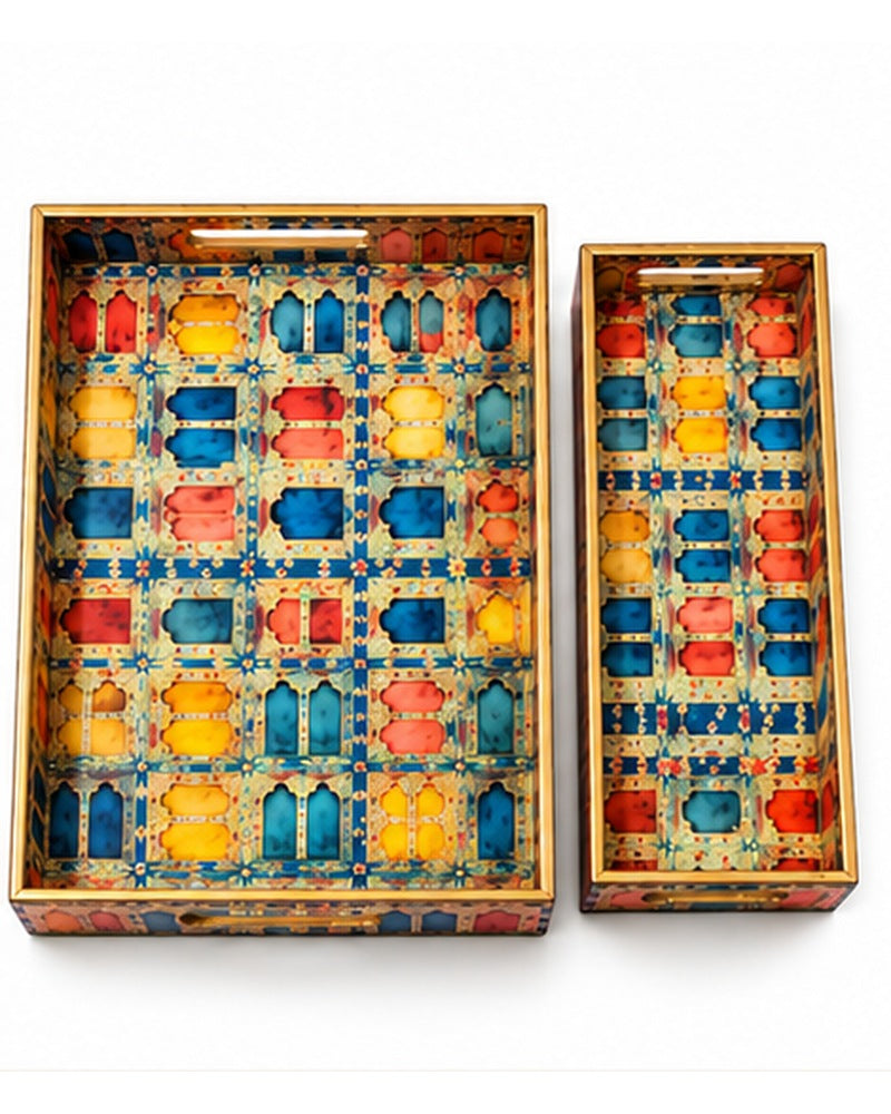 Overhead view of the jharokha arch print tray