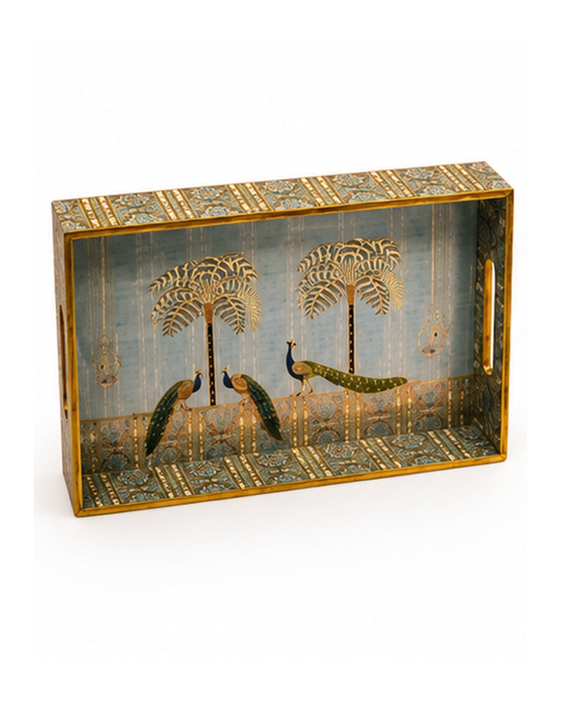Pichwai print box with lid open