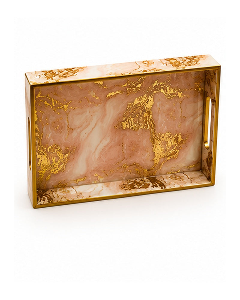 Pink marble-look box with lid open