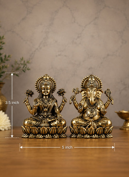 Brass Superfine Ganesha Lakshmi Idols