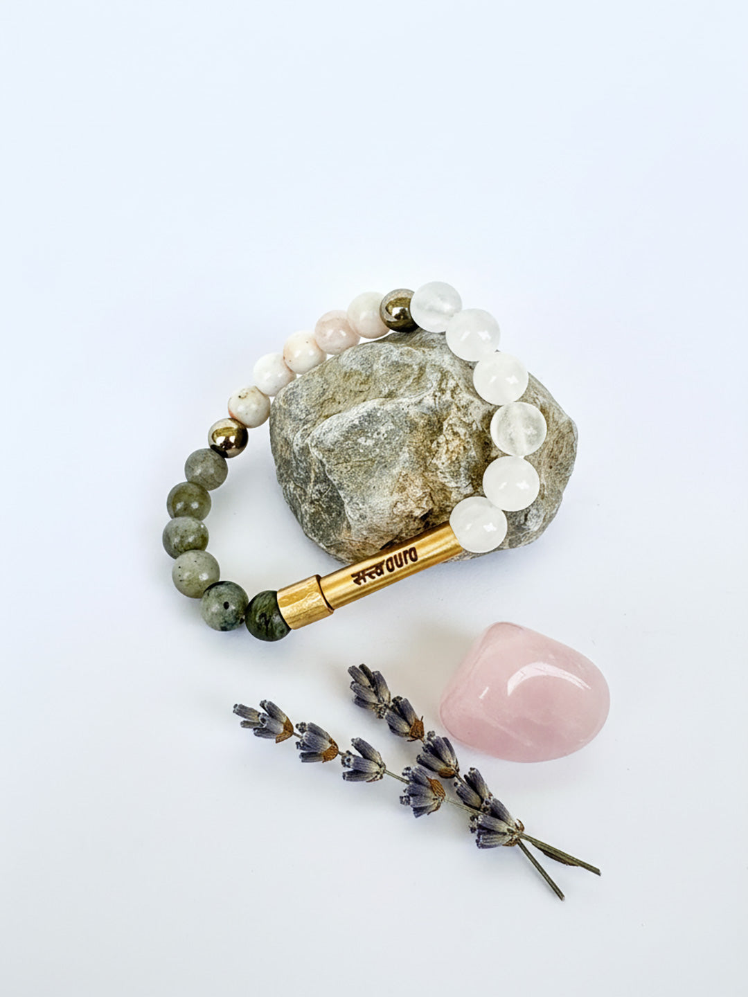 Crown Chakra Crystal Stone Bracelet with Manifestation Lock