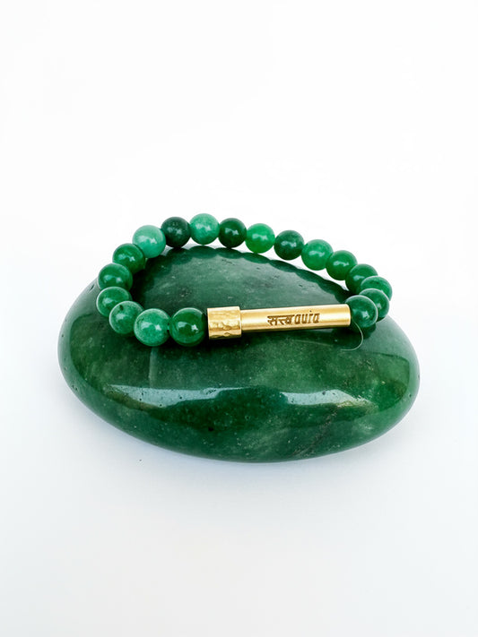 Green Jade crystal bracelet with Manifestation Lock - Satv Aura