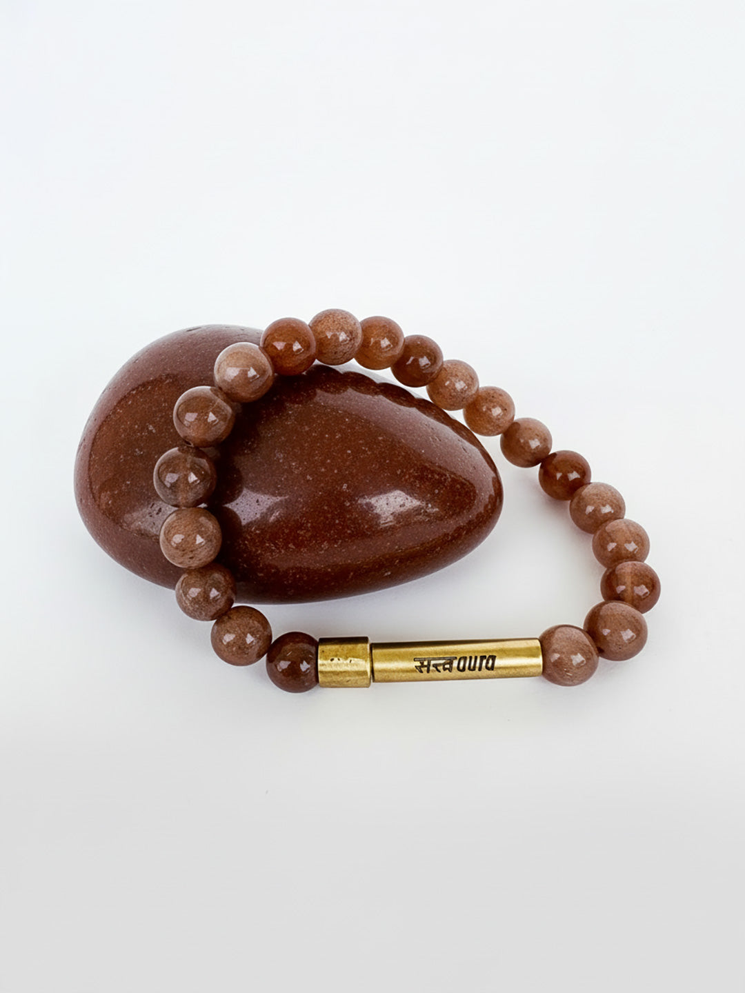 Peach Moonstone crystal bracelet with Manifestation Lock - Satv Aura