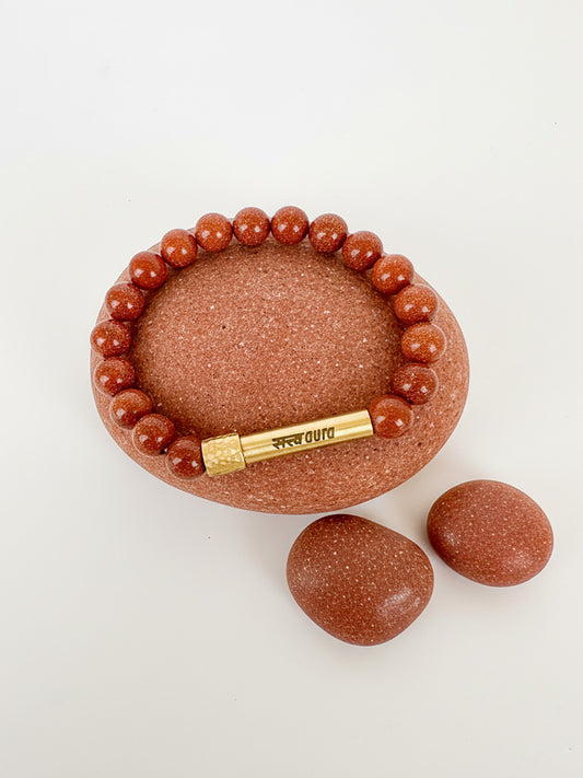 Golden Sunstone crystal bracelet with Manifestation Lock - Satv Aura
