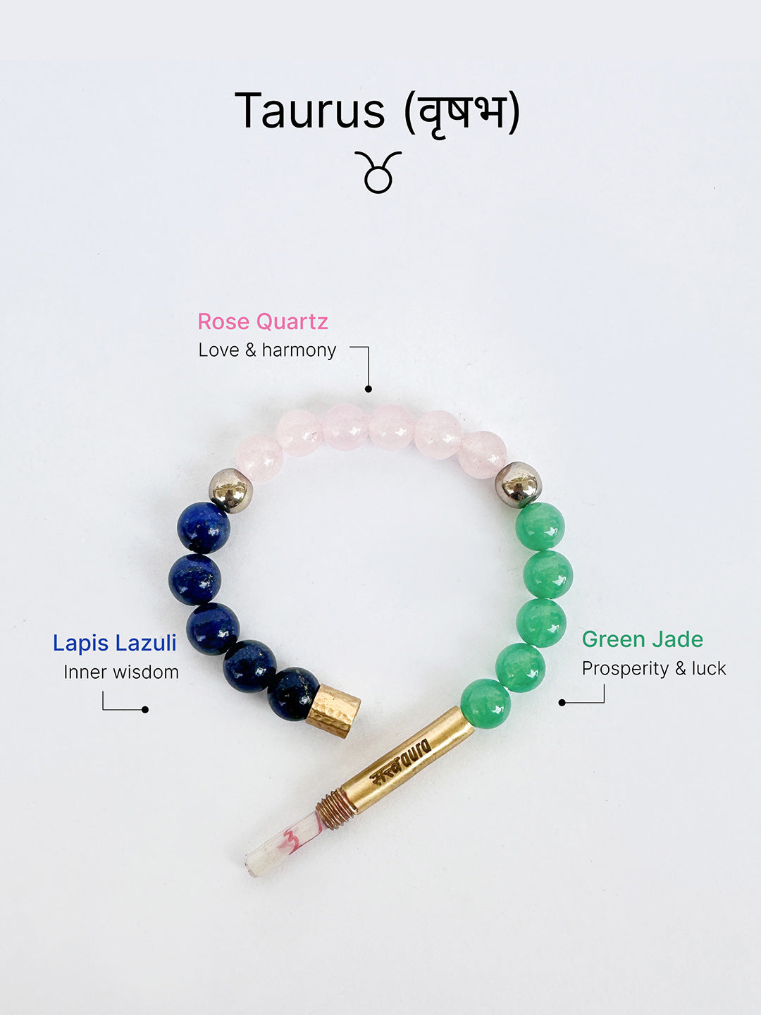Taurus Crystal Stone Bracelet with Manifestation Lock