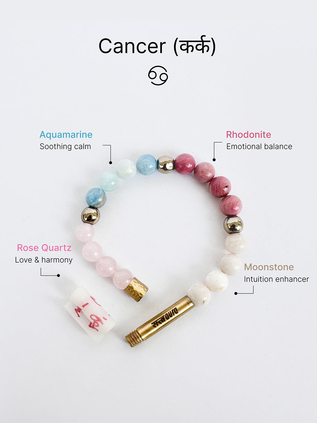 Cancer Crystal Stone Bracelet with Manifestation Lock
