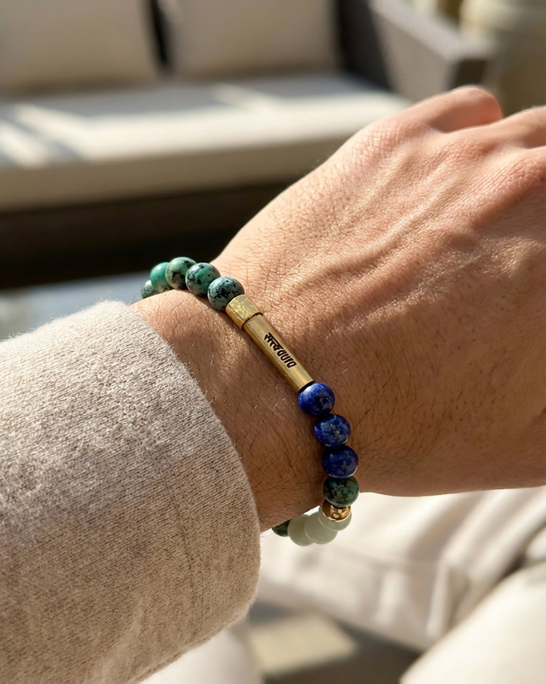 Throat Chakra Crystal Stone Bracelet with Manifestation Lock