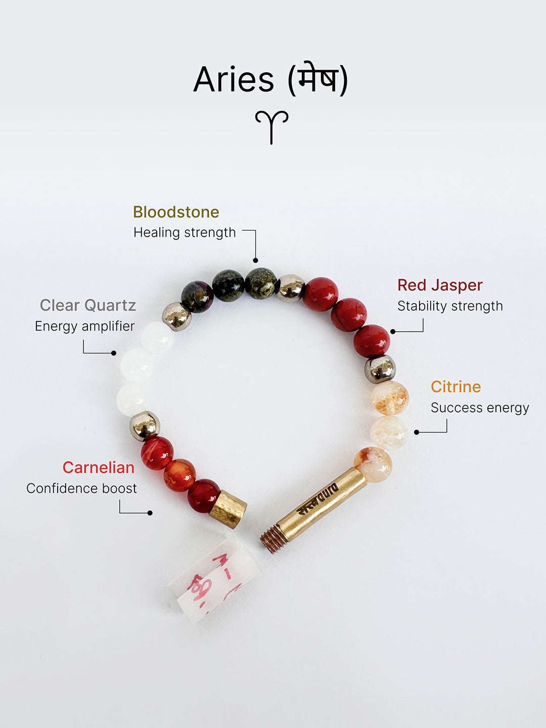 Aries Crystal Stone Bracelet with Manifestation Lock