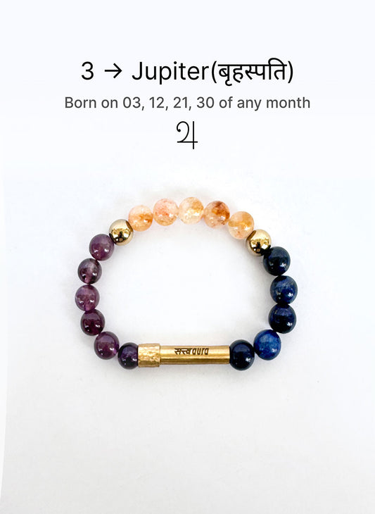 Ruling Number 3 Crystal Bracelet with Manifestation Lock