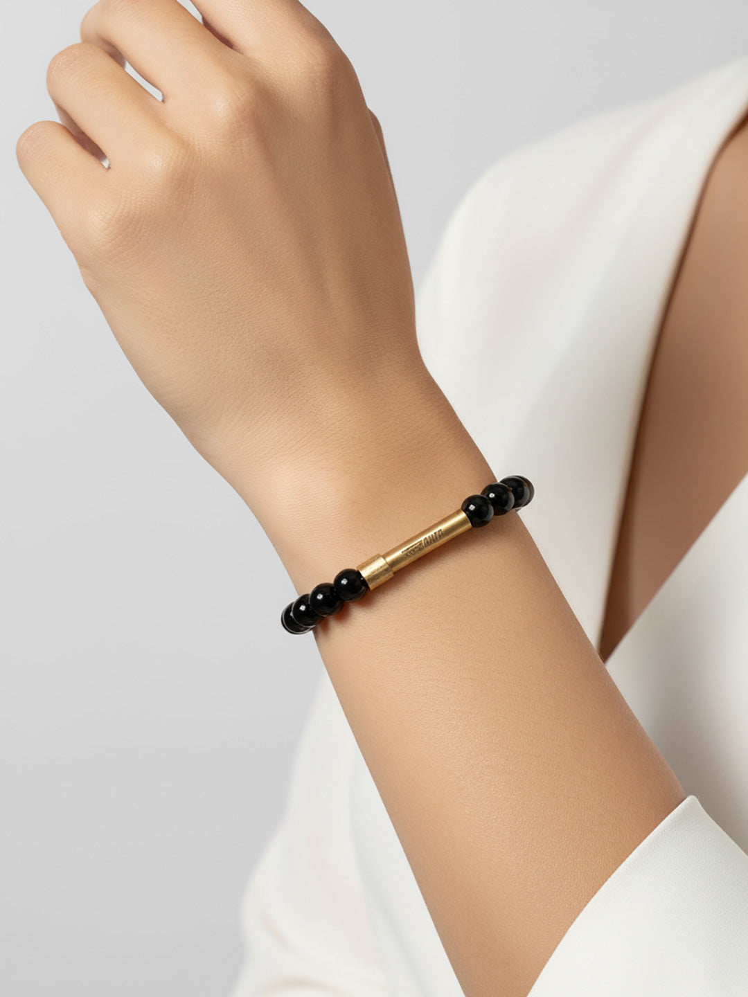 Black Onyx Crystal Bracelet with Manifestation Lock