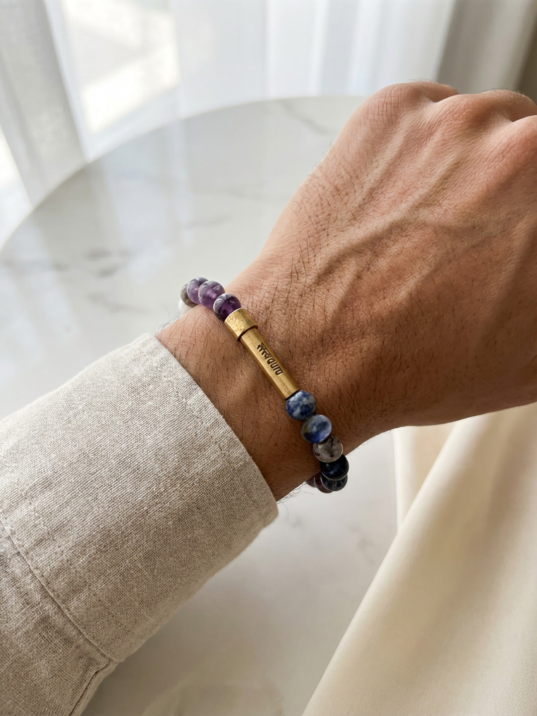 Third Eye Chakra Crystal Stone Bracelet with Manifestation Lock