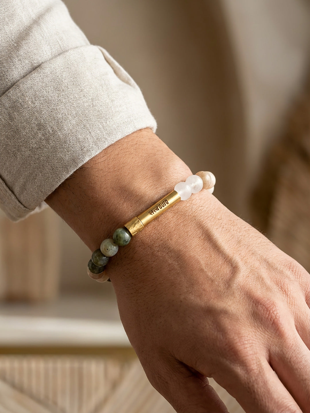 Crown Chakra Crystal Stone Bracelet with Manifestation Lock