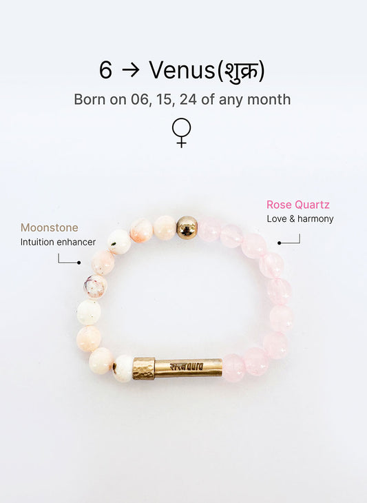 Ruling Number 6 Crystal Bracelet with Manifestation Lock