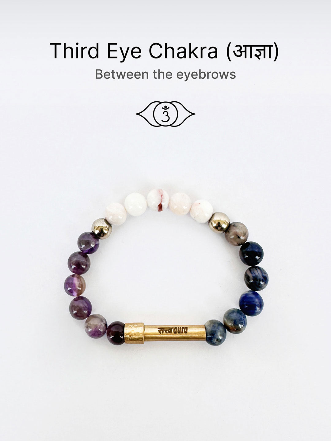 Third Eye Chakra crystal bracelet with Manifestation Lock - Satv Aura