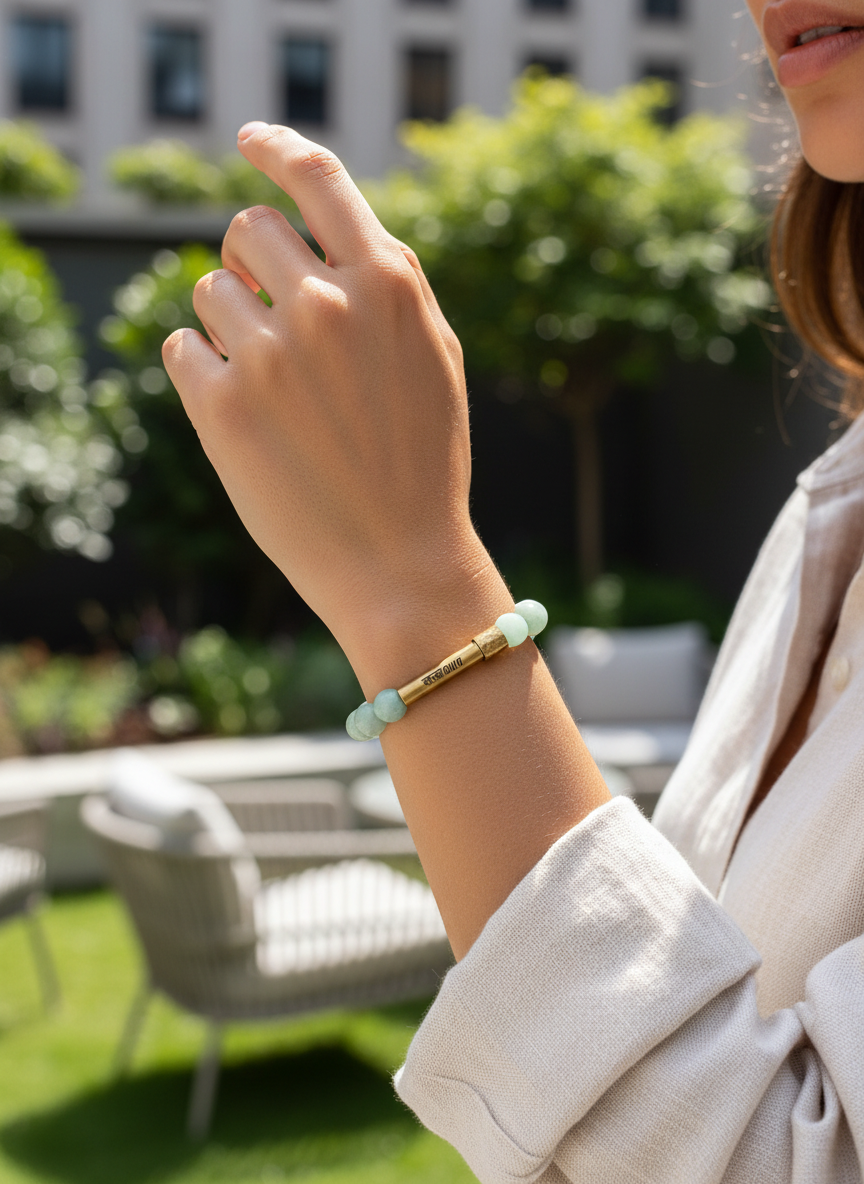 Aquamarine Crystal Bracelet with Manifestation Lock