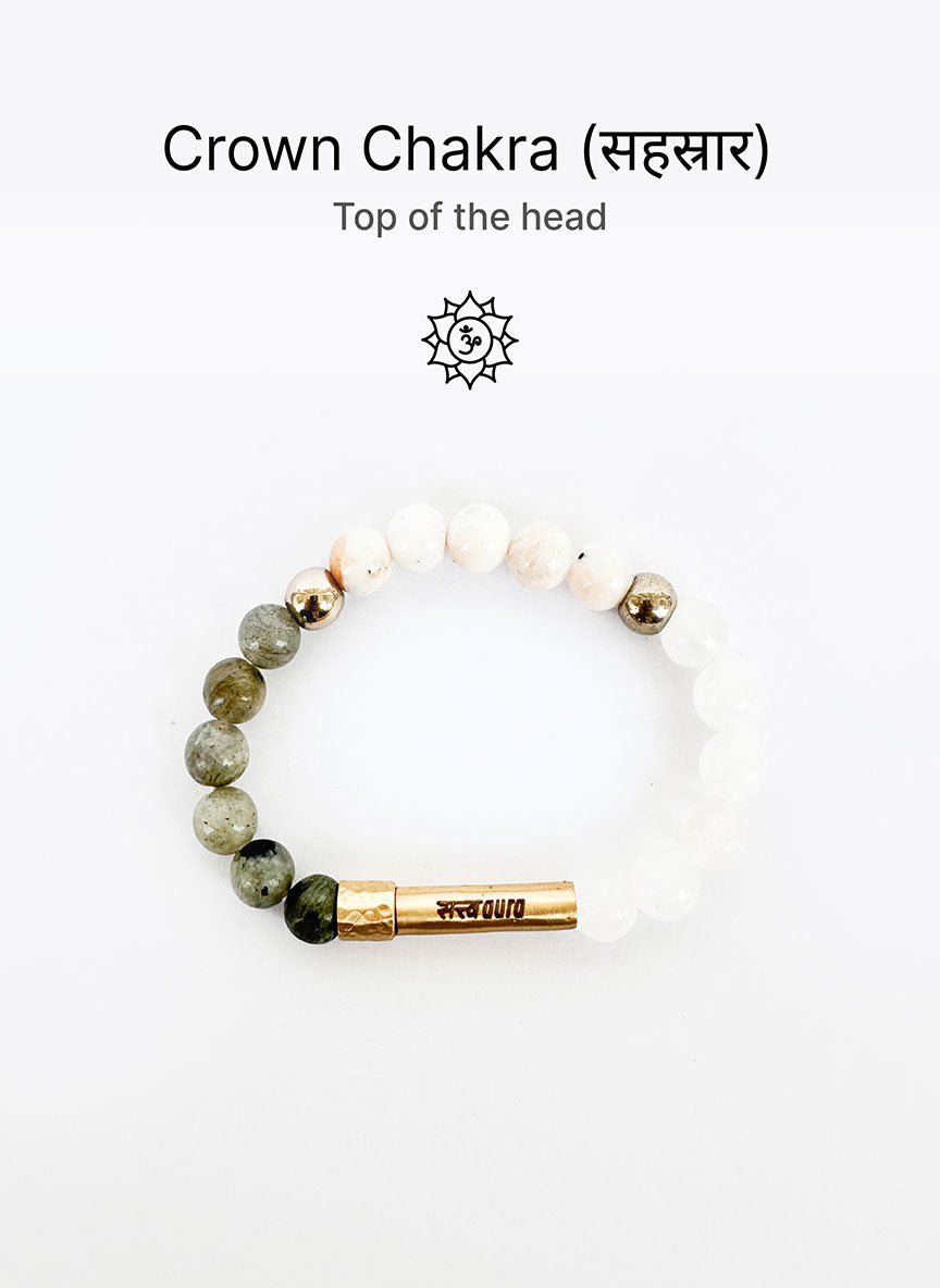 Crown Chakra Crystal Bracelet with Manifestation Lock