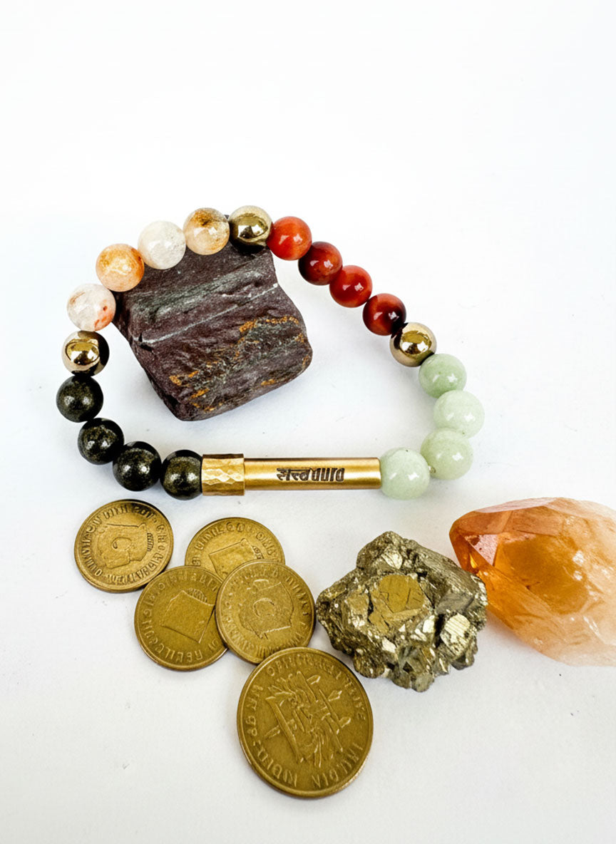 धन योग Crystal Bracelet with Manifestation Lock