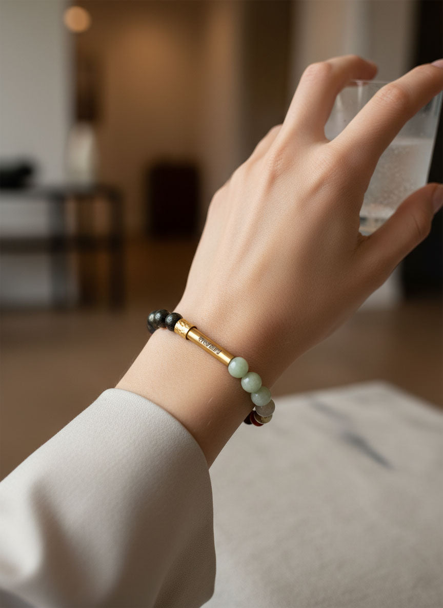 धन योग Crystal Bracelet with Manifestation Lock