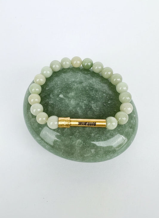 Green Aventurine Crystal Bracelet with Manifestation Lock