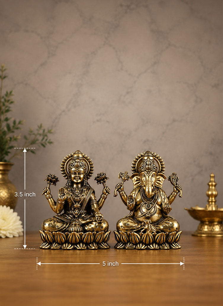 Brass Superfine Ganesha Lakshmi Idols