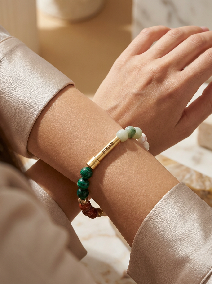 Gemini Crystal Stone Bracelet with Manifestation Lock