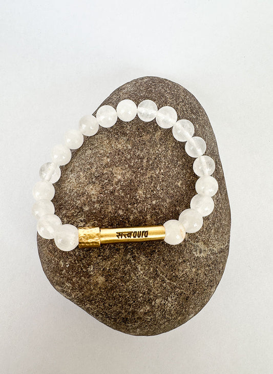 Clear Quartz Crystal Bracelet with Manifestation Lock
