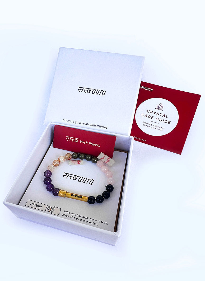 सत्व Power Healing Crystal Bracelet with Manifestation Lock