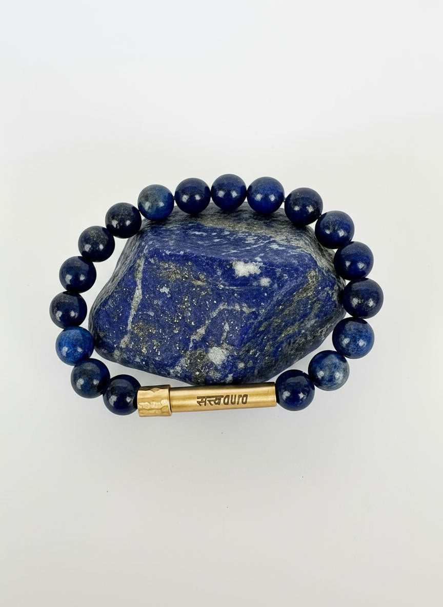 Lapis Lazuli crystal bracelet with Manifestation Lock - Satv Aura