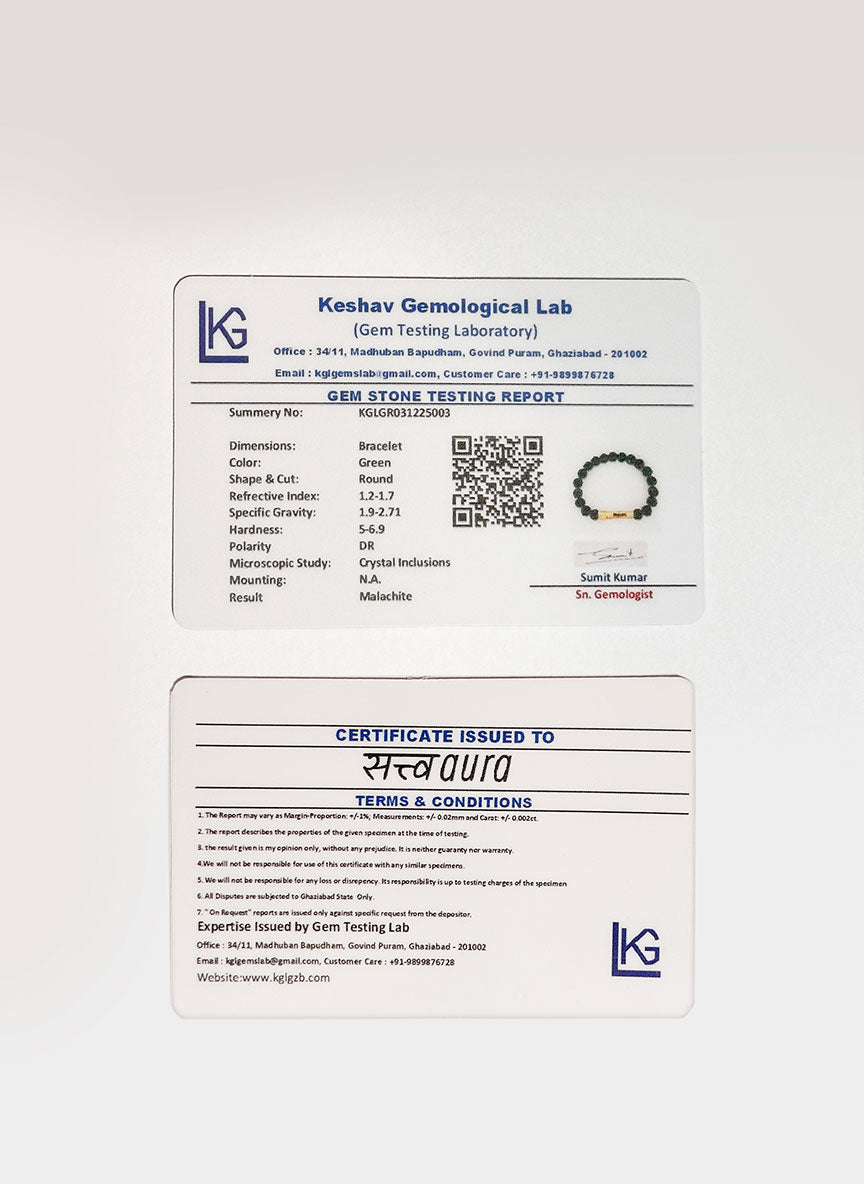 Malachite Crystal Bracelet with Manifestation Lock