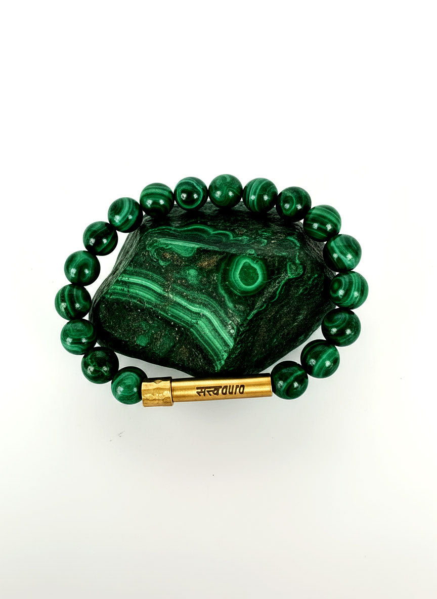 Malachite crystal bracelet with Manifestation Lock - Satv Aura