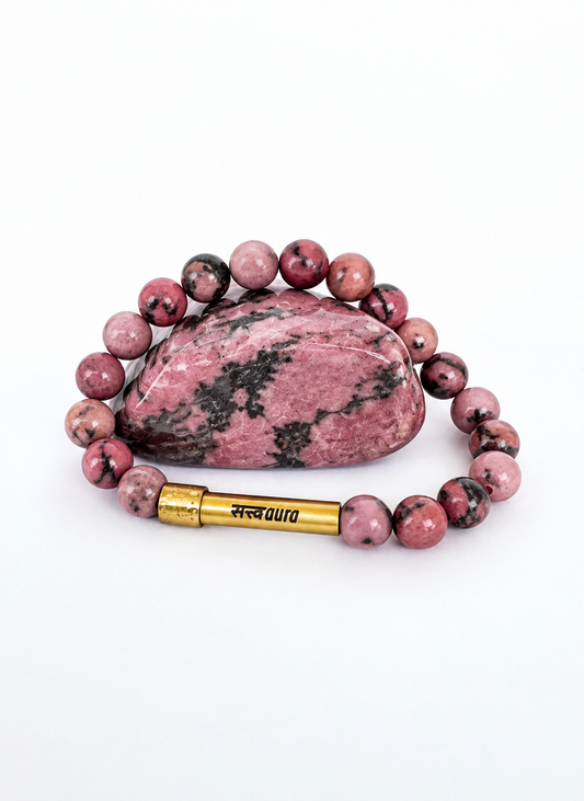 Rhodonite Crystal Bracelet with Manifestation Lock