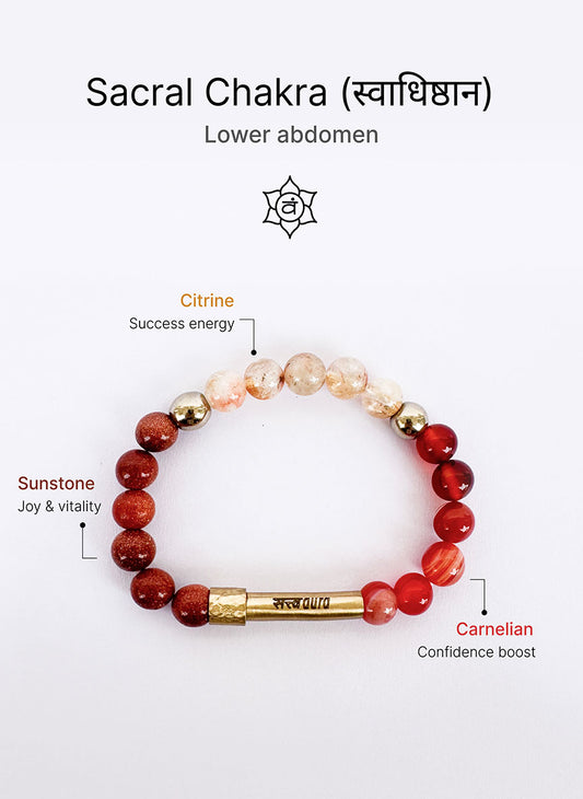 Sacral Chakra Crystal Bracelet with Manifestation Lock