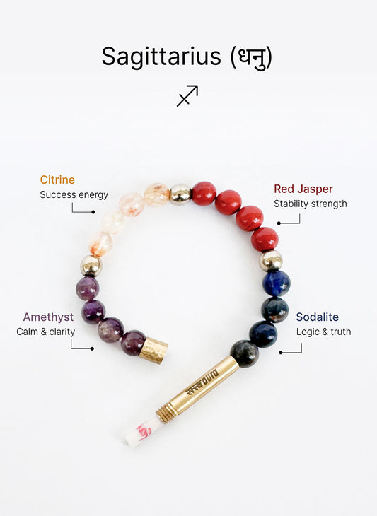Sagittarius Crystal Bracelet with Manifestation Lock