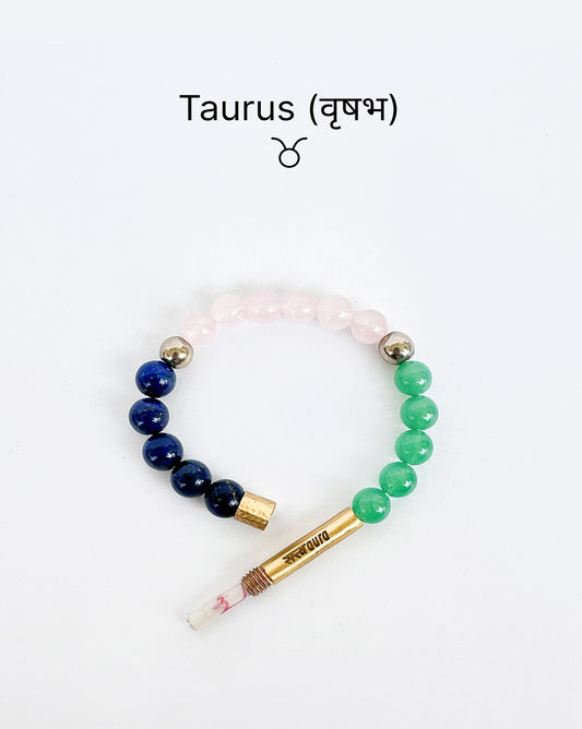Taurus zodiac crystal bracelet with Manifestation Lock - Satv Aura