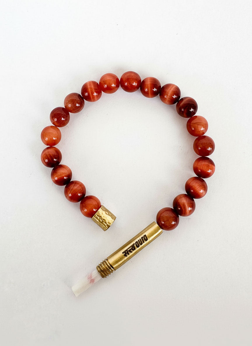 Tiger's eye stone bracelet worn on wrist
