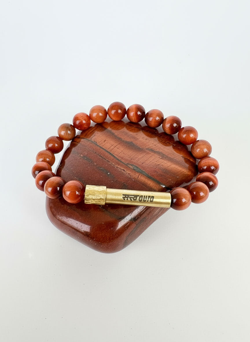 Tiger's Eye crystal bracelet with Manifestation Lock - Satv Aura