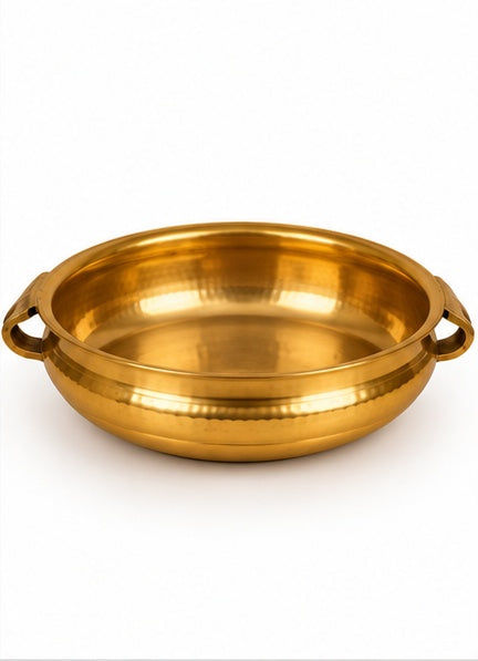 Gold urli with handles, front view