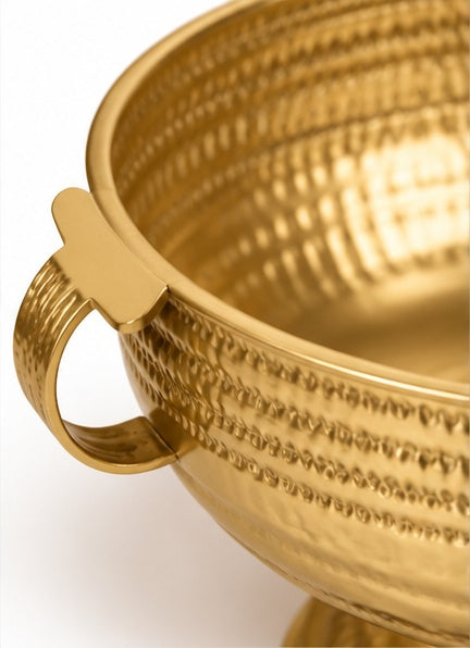 Hammered gold urli bowls set of 3, close-up detail