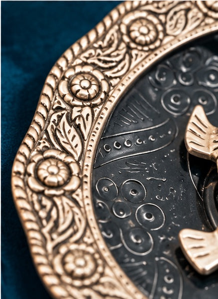 Silver vastu tortoise on plate in blue velvet box