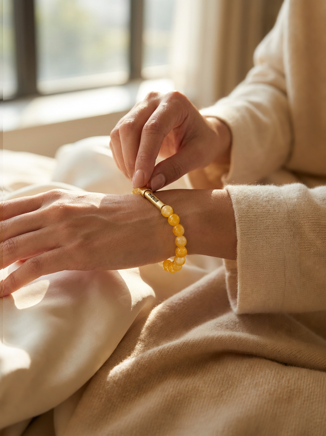 Yellow Aventurine Crystal Bracelet with Manifestation Lock
