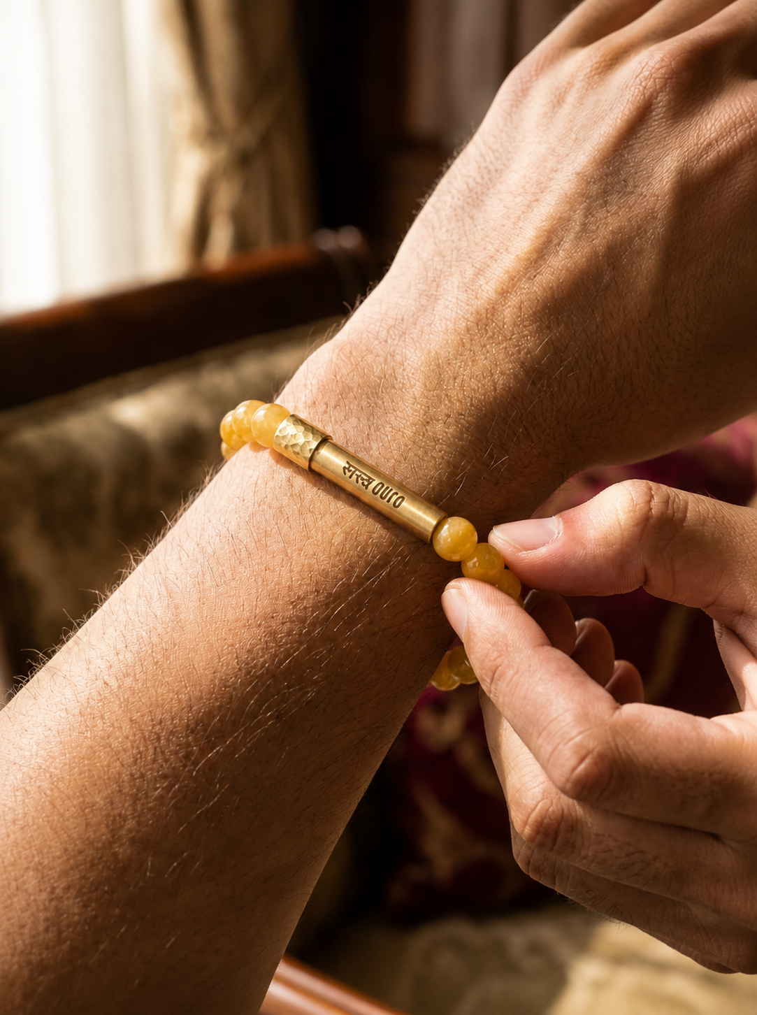 Yellow Aventurine Crystal Bracelet with Manifestation Lock